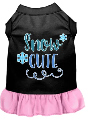 Snow Cute Screen Print Dog Dress Black With Light Pink Xxxl