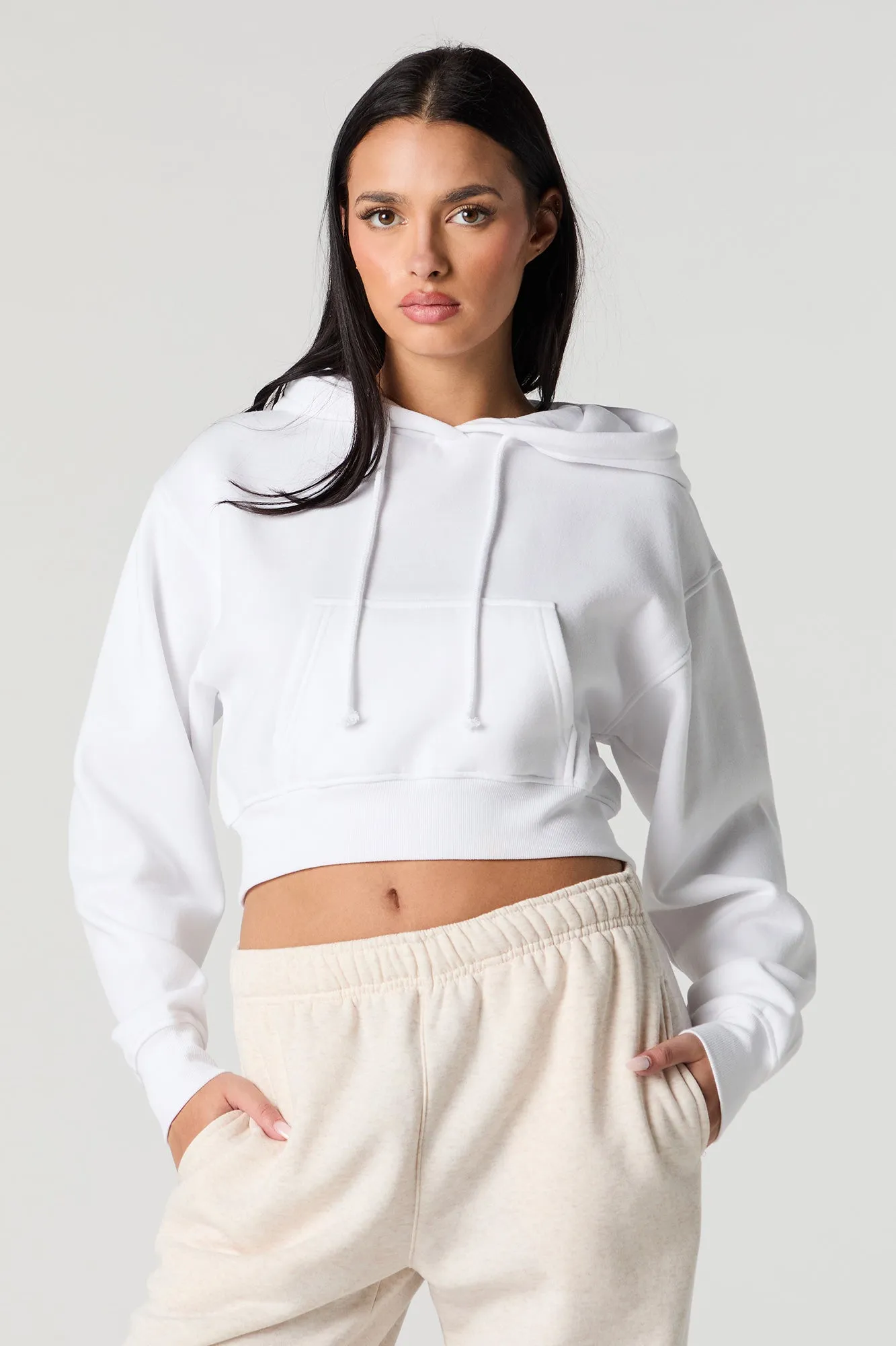 Soft Fleece Cropped Hoodie