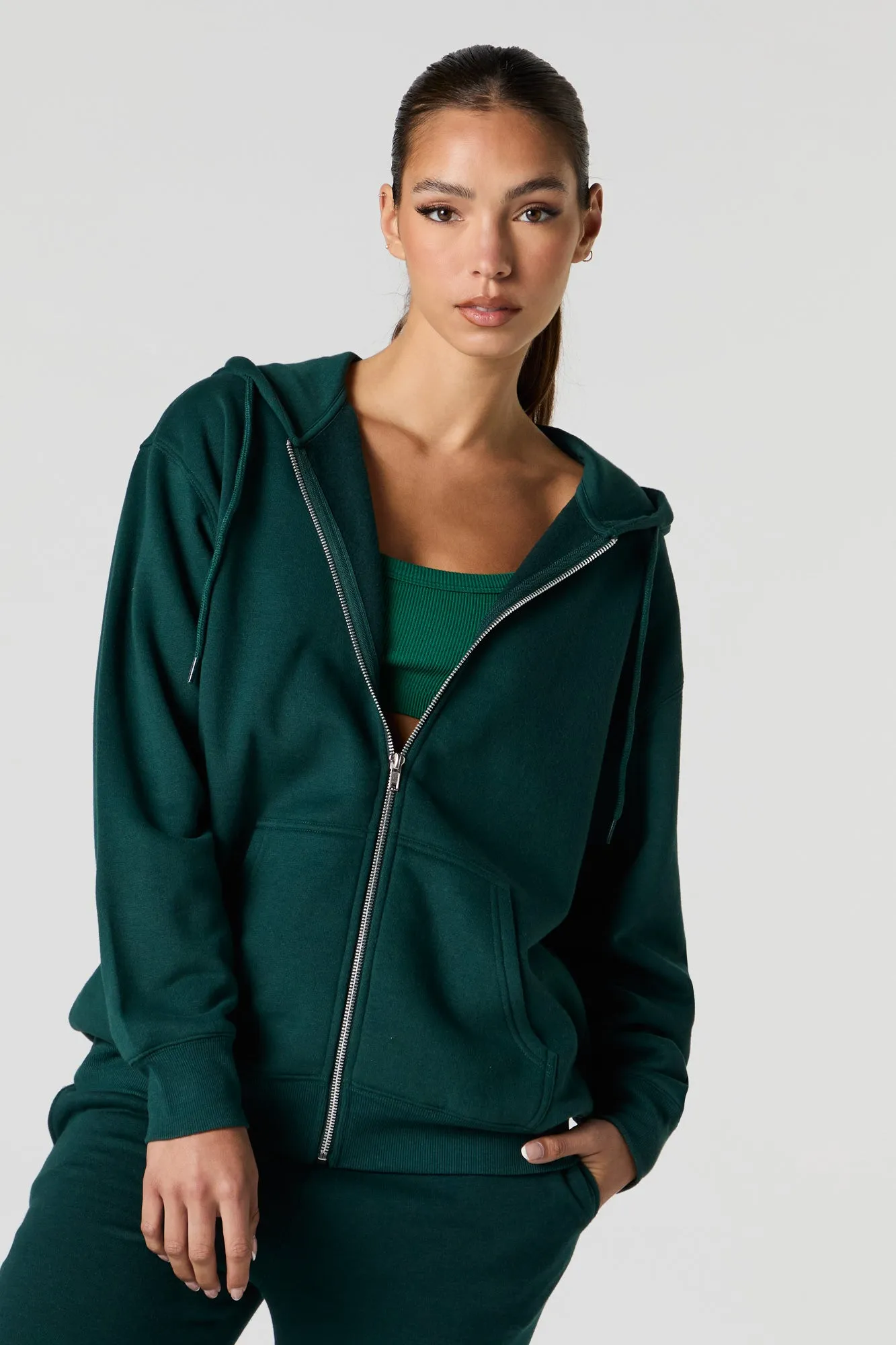 Soft Fleece Oversized Zip-Up Hoodie