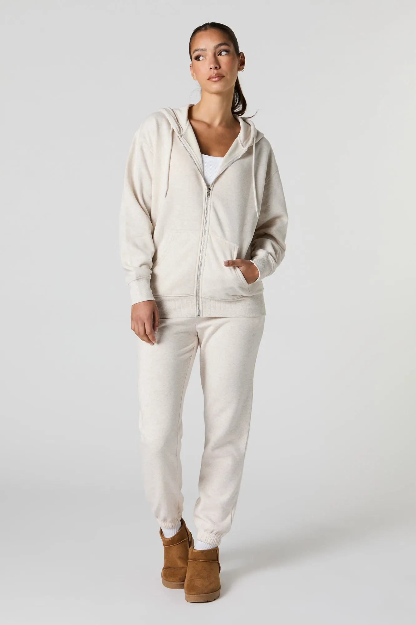 Soft Fleece Oversized Zip-Up Hoodie