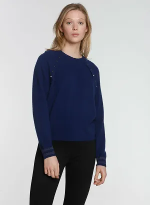 Studded 80s Dolman - Navy