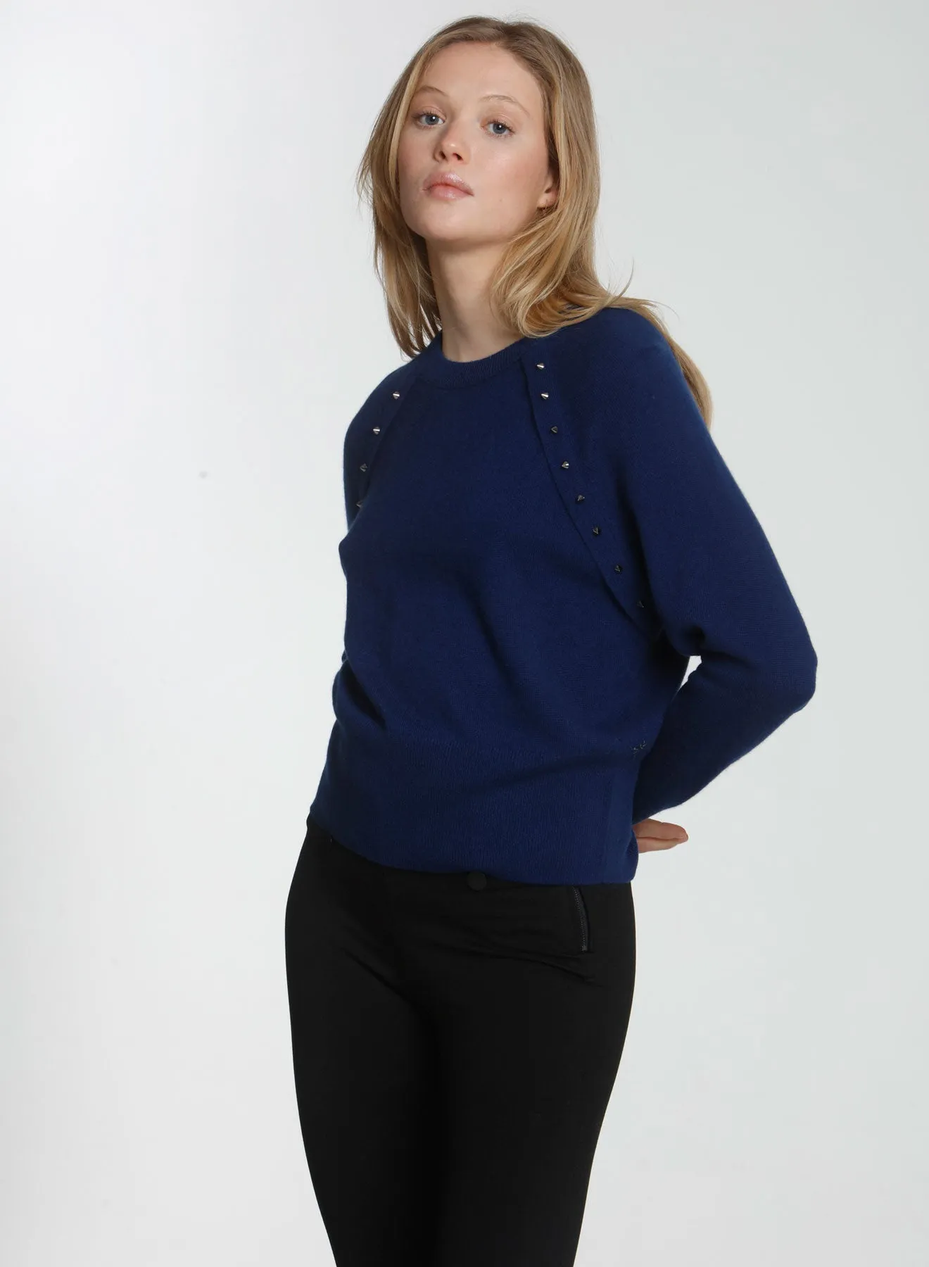 Studded 80s Dolman - Navy