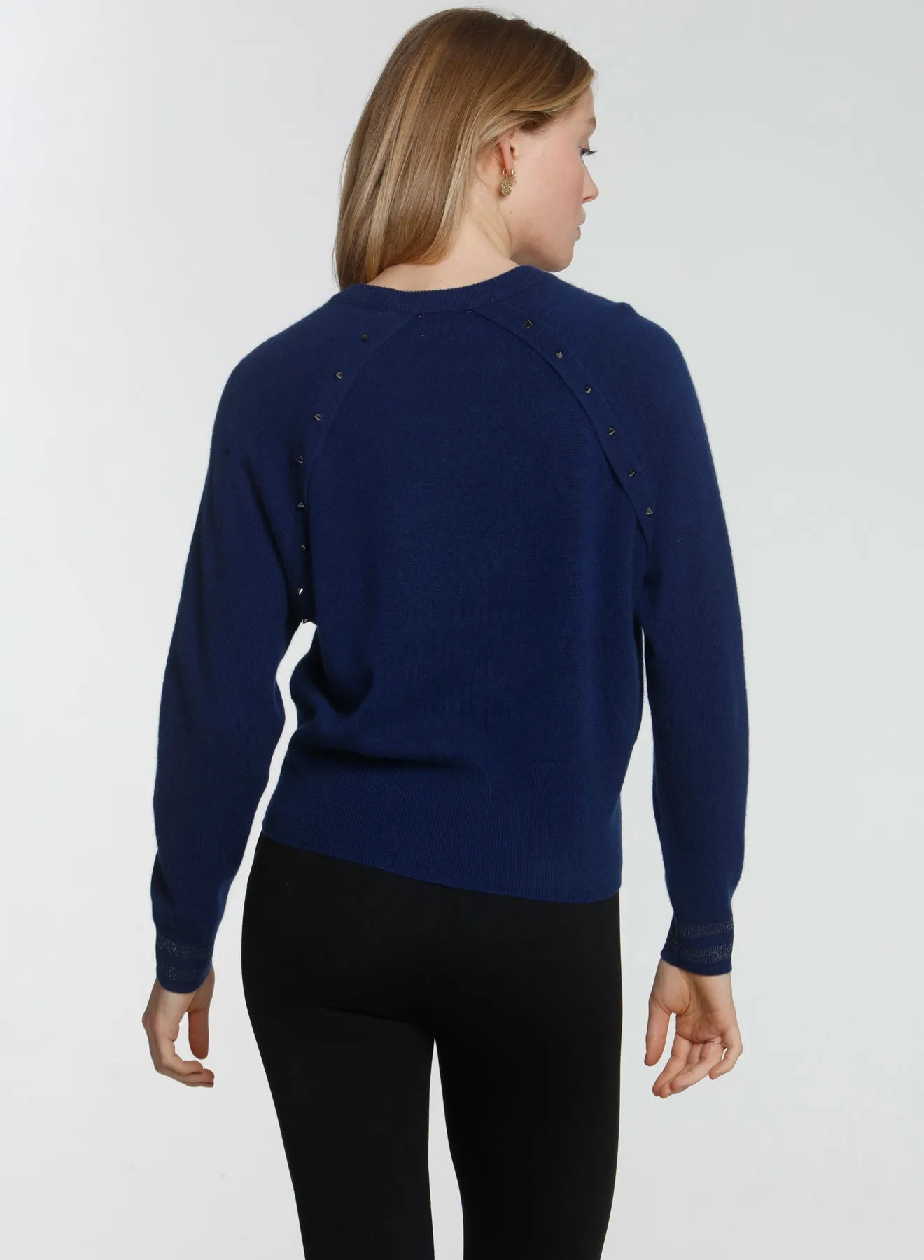 Studded 80s Dolman - Navy