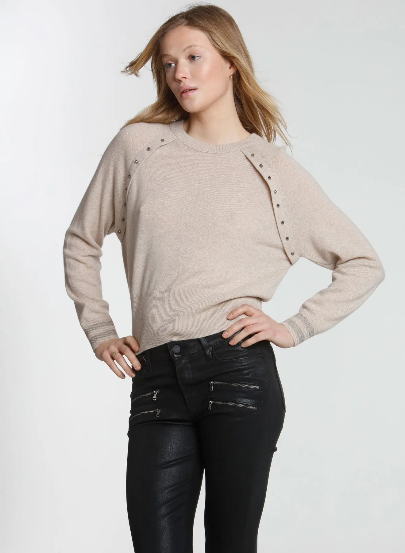 Studded 80s Dolman - Oatmeal