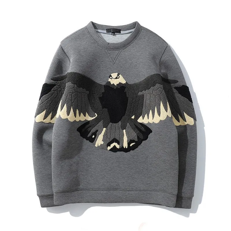 Sweatshirts Embroidered Eagle Loose oversize Cotton Sweater Unisex