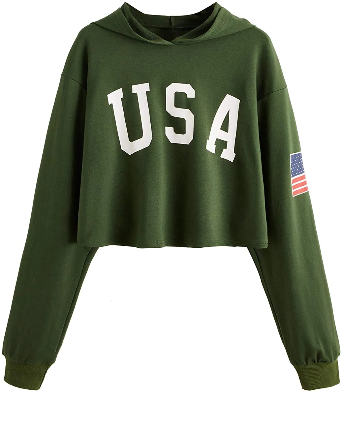 SweatyRocks Women's Casual Letter Print Long Sleeve Crop Top Sweatshirt Hoodies