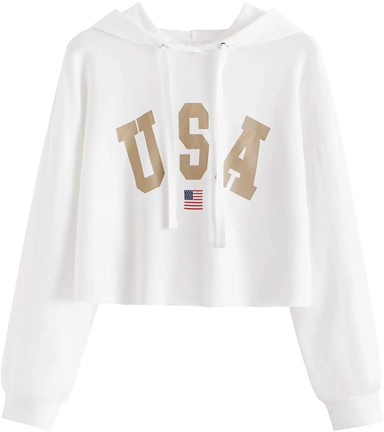 SweatyRocks Women's Casual Letter Print Long Sleeve Crop Top Sweatshirt Hoodies