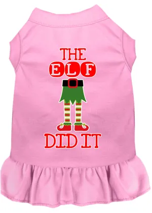 The Elf Did It Screen Print Dog Dress Light Pink Xl