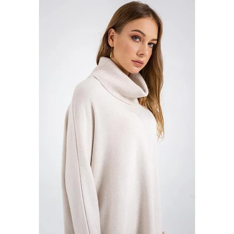 Turtle Neck Loose Long Sleeve Button Pullover Sweater