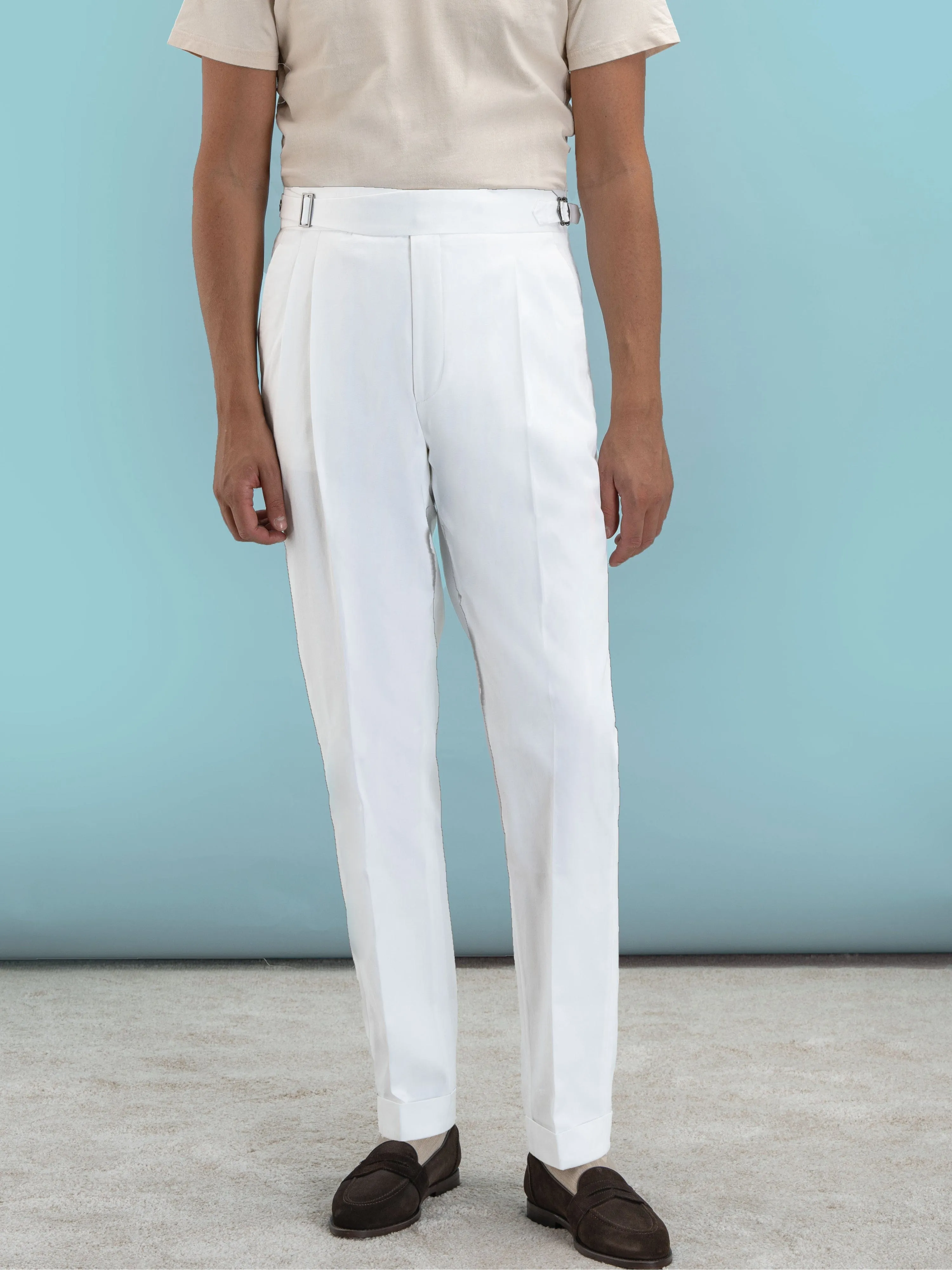 White Cotton Gurkha Trousers