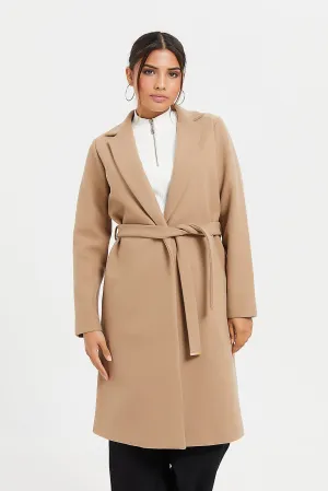 Women Beige Long Coat