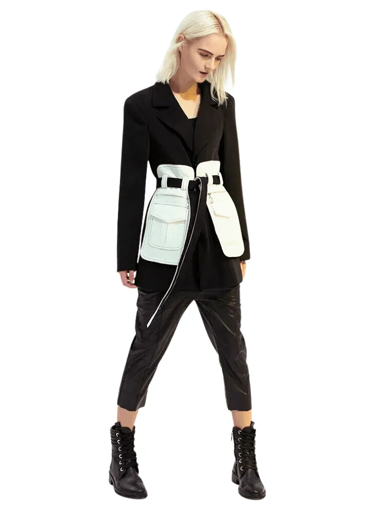 Women's Black and White Blazer